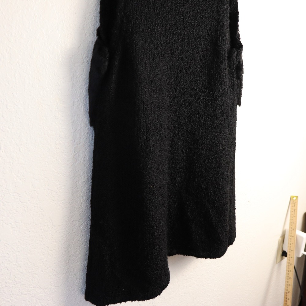 Valerie Stevens Vintage Black Faux Fur & Open Knit Vest Women's Size Small Y2K - Picture 8 of 10
